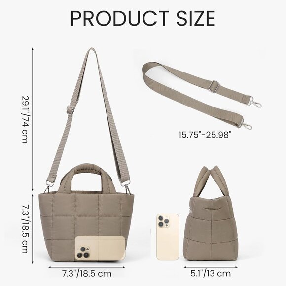 Puffer Tote Bag, Quilted Nylon Tote Purse Lightweight Puffy Shoulder Bag Soft Ho - Picture 6 of 7